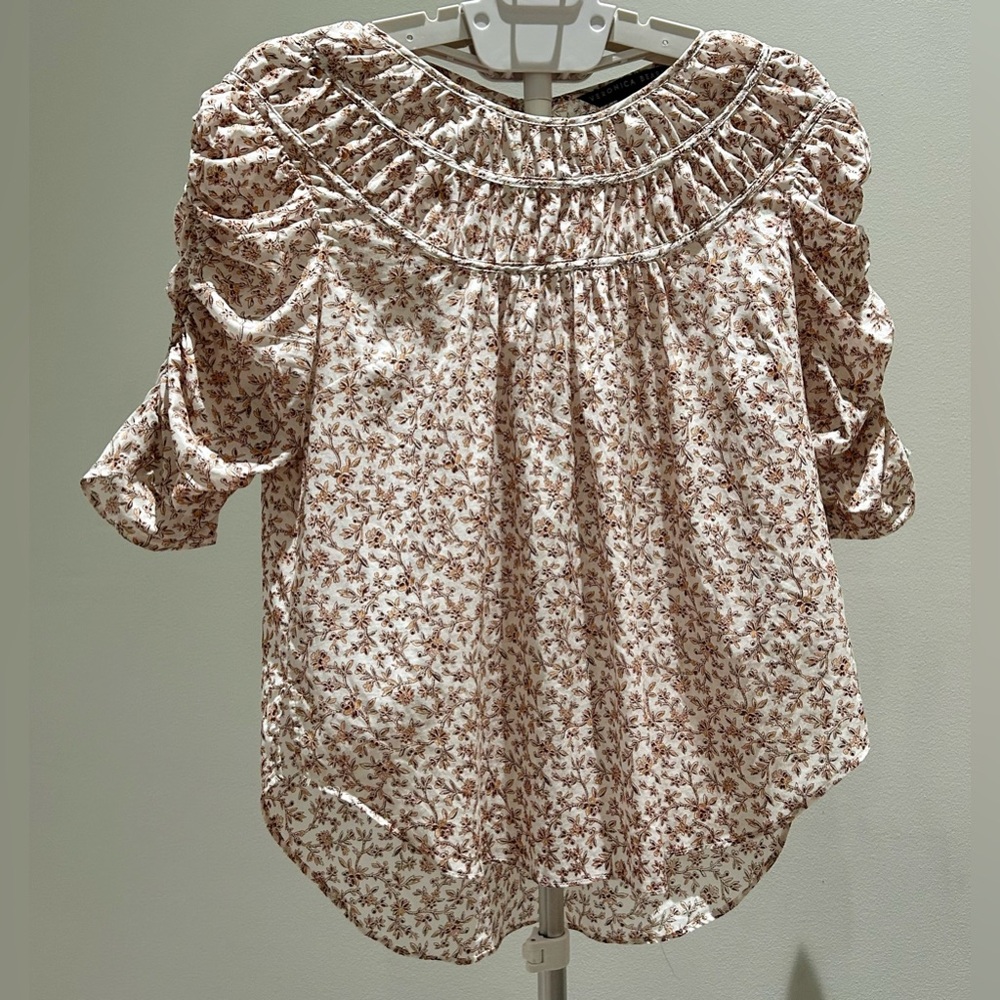 Veronica Beard- Bocke Ruched Floral Print Blouse